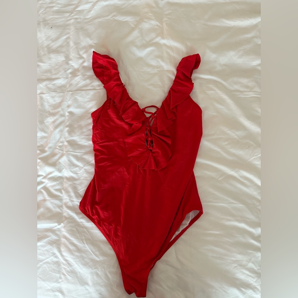 Red Ruffle One-Piece Swimsuit
